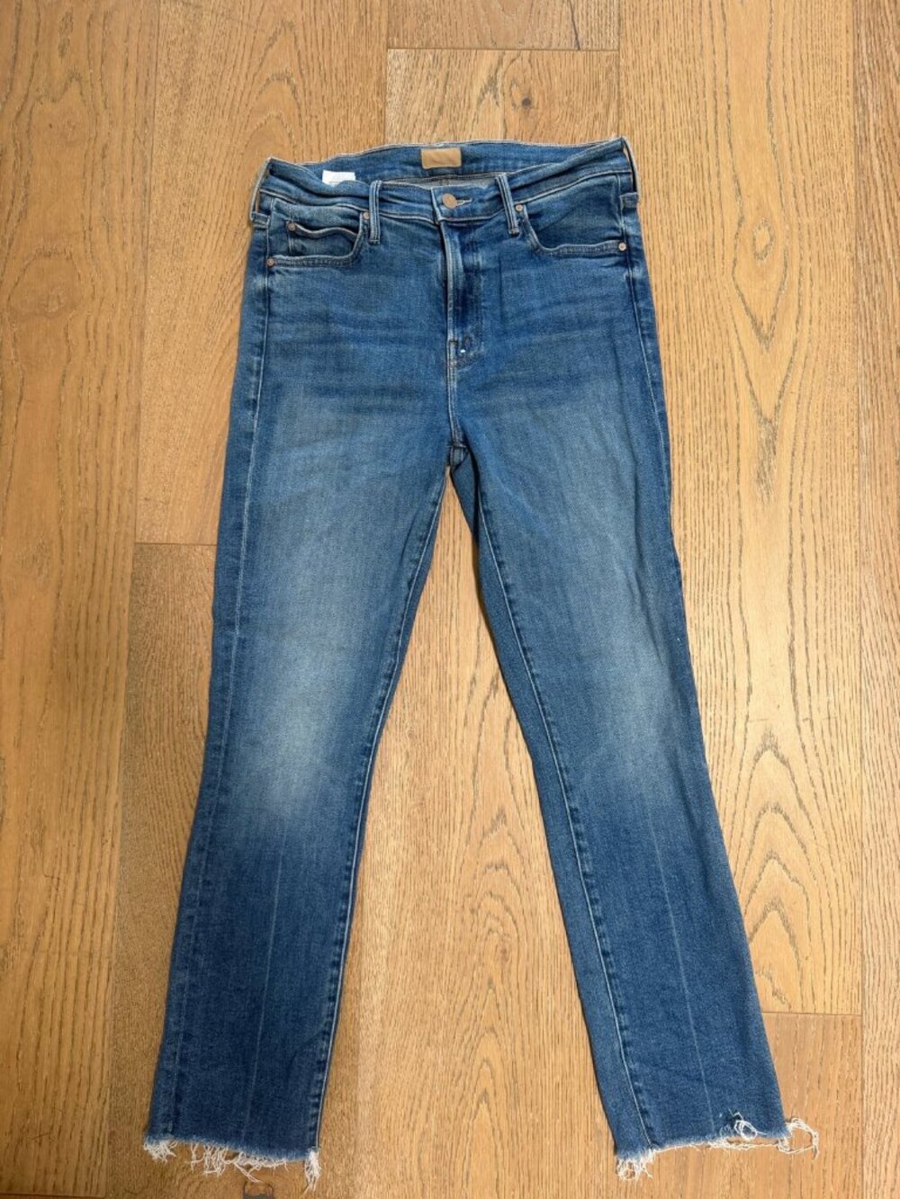 MOTHER The Rascal Ankle Fray Jeans Opposites Attract Size 28 High Rise Straight